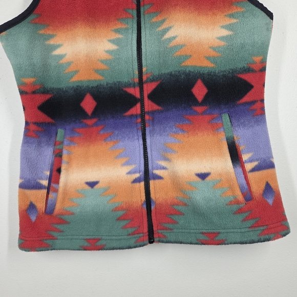 Chaps Sport Ralph Lauren Aztec Southwest Full Zip Fleece Vest Small Pockets - Picture 3 of 8